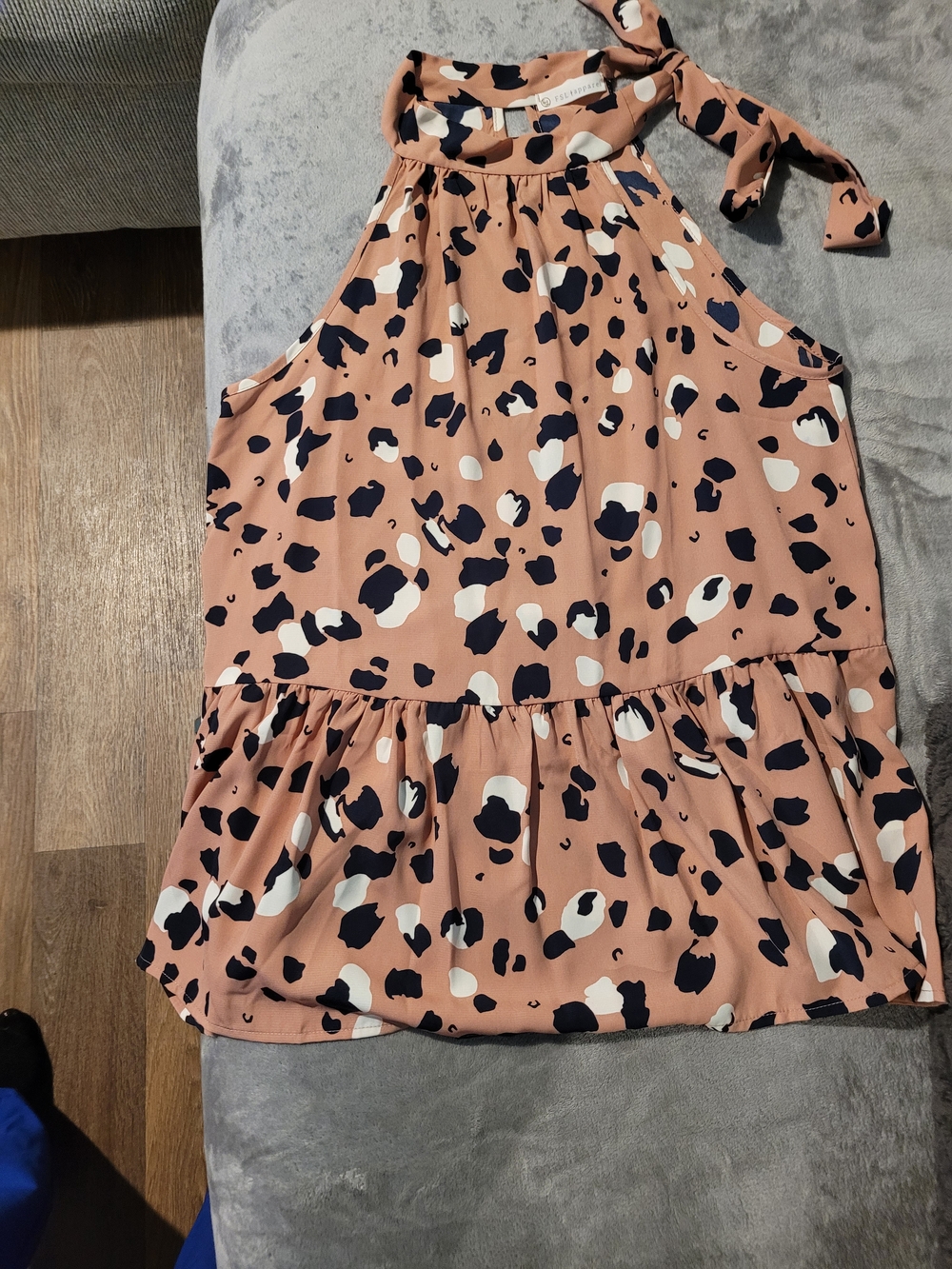 Sleeveless Halter Ruffled Top - Blush Spot Print